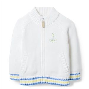 New born Janie and Jack zipper front Sweater with embroidered anchor